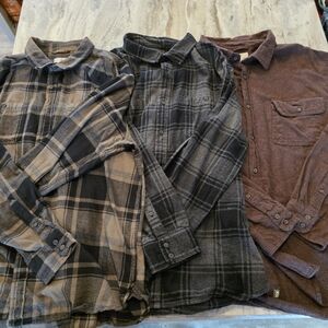 Mutual Weave BUNDLE Of 3 Long Sleeve Dark Colors Back Button Up Sz XXL